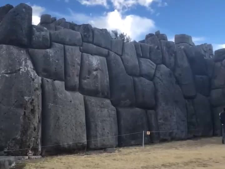 Close view of the monumental stone walls at Sacsayhuamán