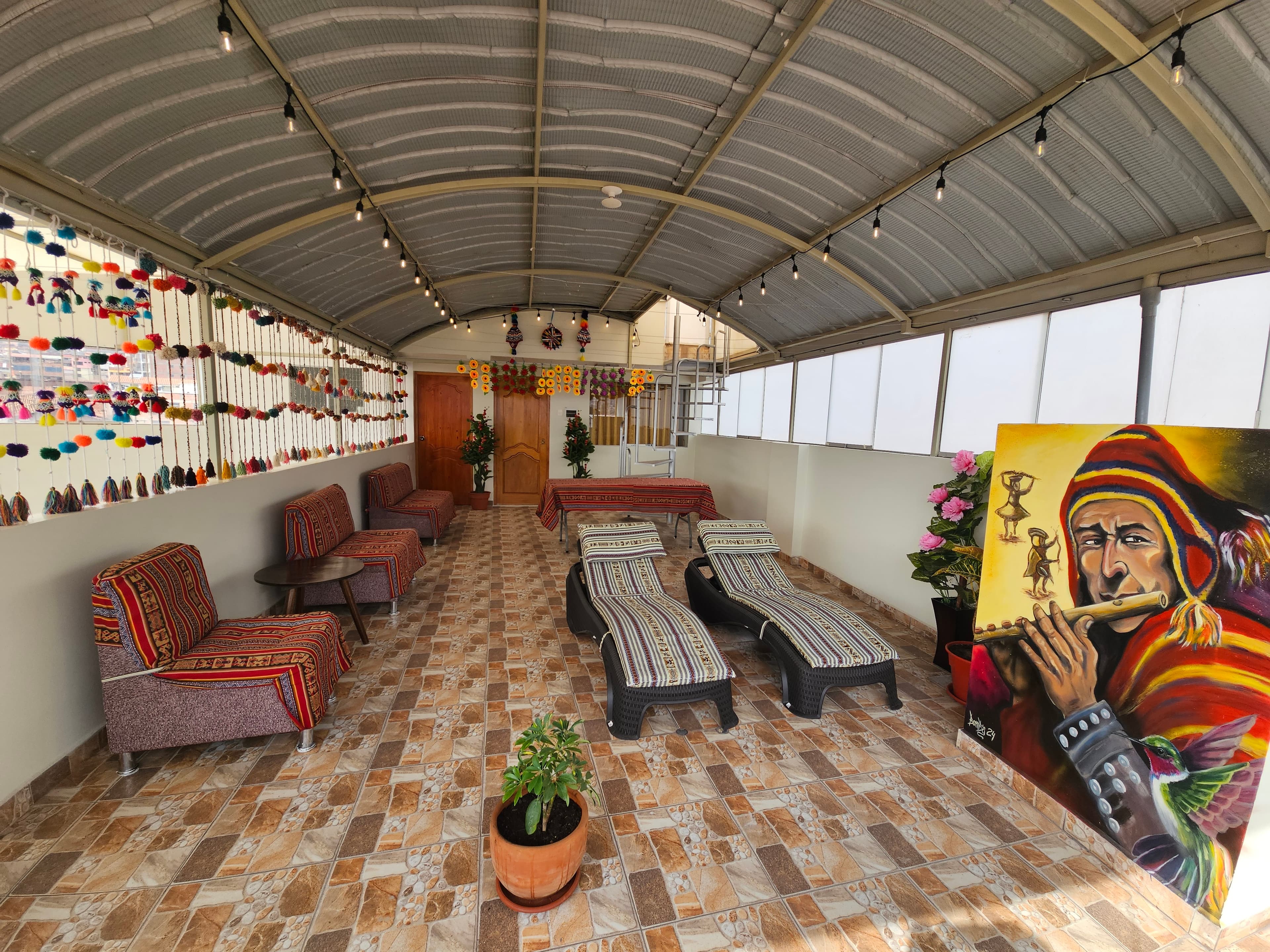 Shared rooftop terrace seating